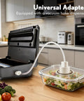 Powerhouse Vacuum Sealer For Food With 90KPa Power And 7 In 1 Modes Damp Moist Dry Canister And More Freshness Storage Bag Included Big Size No Pressing Needed shown sealing food in a canister
