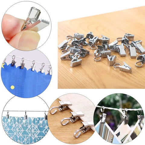 Stainless Steel Wall Mount Curtain Wire Rod Set With 20 Clips, Heavy Duty Picture Hanging Wire For Photos Notes Art, multi-view