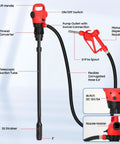 Beefy Electric Drum Pump With 120V AC and 12V DC Power, 33.5 to 49 Inch Telescoping Suction Tube, Swivel Nut Nozzle, 5 GPM Max