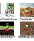 Two-Pack Battery-Free Soil Moisture Meters For Plants, Green And Red, Pro Grade Sensor usage instructions and precautions.