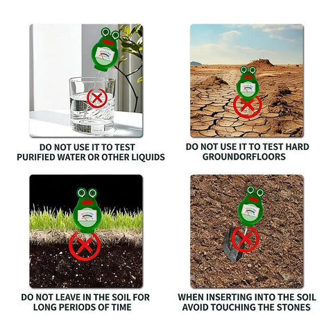 Two-Pack Battery-Free Soil Moisture Meters For Plants, Green And Red, Pro Grade Sensor usage instructions and precautions.