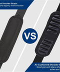 Comparison of general vs air-cushioned shoulder straps for Max Size Carry On Duffle Bag For Air Travel, Lightweight Personal Item, 18 By 14