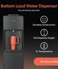 Bottom Load Water Cooler Dispenser With Hot Cold And Room Temp Water, 5 Gallon Bottle Ready, No Plumbing Needed, Black