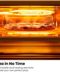 Indoor Pizza Oven That Makes 12 Inch Pizzas Fast, Reaches Up To 800 Degrees Fahrenheit, showing pizza baking inside