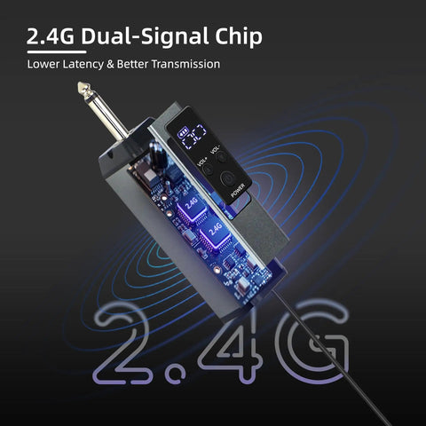 Wireless Karaoke Microphone System For Singing with 2.4G dual-signal chip and display, showcasing advanced technology for clarity.