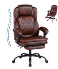 Big And Tall Office Chair With Foot Rest, Ergonomic High Back PU Leather Reclining Desk Chair For Heavy Folks, Wide Seat
