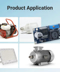 Image showing applications of Five Pack LM2596 Buck Converter Step Down Modules 3.0 To 40V Input 1.5 To 35V with a motor and LED light.