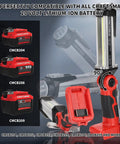 2000LM LED Work Light For Craftsman 20V Battery Compatible shown with 90-degree tilt feature and compatible batteries listed.