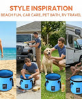 Collapsible Car Bucket With Handle Foldable 3.2 Gallon Water Storage Container for beach, car wash, pet bath, RV use
