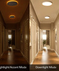 Hella Bright 13 Inch LED Flush Mount Ceiling Light With Night Light Low Profile Round 2400 Lumens in hallway night and day mode