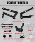 Mid Control Footpeg Kit For Harley Touring 2009-2025 Upgrade Ergonomic Forward Controls With Optimized Angles And Extended Lengths To Cut Riding Fatigue Fits Road King Street Glide Road Glide Ultra Limited Touring Models., black metal mid control brackets, linkage rods, brake and shift brackets, screws