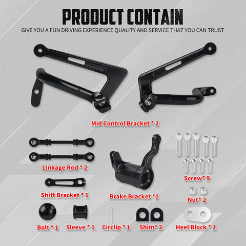 Mid Control Footpeg Kit For Harley Touring 2009-2025 Upgrade Ergonomic Forward Controls With Optimized Angles And Extended Lengths To Cut Riding Fatigue Fits Road King Street Glide Road Glide Ultra Limited Touring Models., black metal mid control brackets, linkage rods, brake and shift brackets, screws