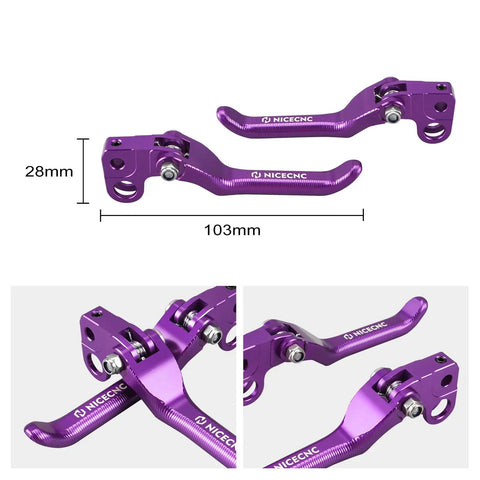 Foldable Front And Rear Brake Levers For Surron Light Bee X S L1E And Segway X160 X260 6061 Aluminum CNC Adjustable Clutch Levers With Durable Fold Design In Purple Finish