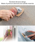 Four Pack Semi Circle Finger Segment Oscillating Saw Blades For Grout, Ceramics, And Masonry in use on rough surfaces