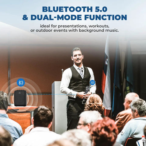 Wireless Voice Amp With Bluetooth Handheld Microphone For Teachers And Public Speaking, Portable PA System shown in use at event