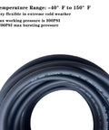 Coiled Hybrid Air Hose 1/4 Inch By 25 Feet, flexible high flow, black, temperature range -40 to 150 F, 300 PSI pressure rating.