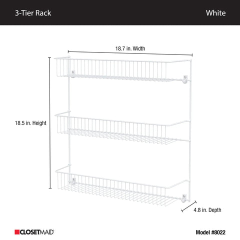 Top Notch 3 Tier Wall Mounted Spice Rack Set Of 2 For Pantry Organization, No Sweat Multipurpose Shelf To Keep Your Laundry Room Tidy, Quick Install White Finish 20 By 19 Inches Width