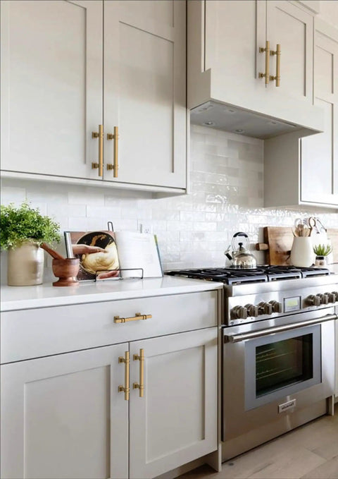 Champagne Bronze Cabinet Pulls Set Of 10 3.75 Inch Zinc Alloy Kitchen Cabinet Handles on white kitchen cabinets