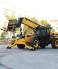Super Heavy Duty 3 Ton Hydraulic Telehandler featuring rock solid telescopic boom in action on a construction site.
