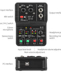 Front and side view of Q-12 USB Audio Interface For PC With XLR And 3.5mm Microphone Jack For Home Studio Recording