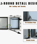 MJ-BOX NEMA stainless steel electrical enclosure 12x10x6; front view with pre-installed plate and ground screw.