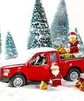 Red Metal Truck Christmas Decor For Farmhouse Style Vintage Pickup Truck Tabletop Storage Die Cast Metal With Hand Painted Finish