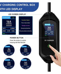 Grab And Go Portable 3.5KW 16A Type 1 SAE J1772 EVSE Fast Charging Cable control box with LED display and power button.