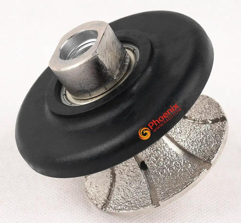 Diamond Hand Profile Wheel For Granite With 30mm Full Bullnose Edge Router Bit Five Eighths By Eleven Thread Wet Or Dry Use Vacuum Brazed Technology Nylon Guide Keeps Edge Straight For Polished Countertops Grind Ready