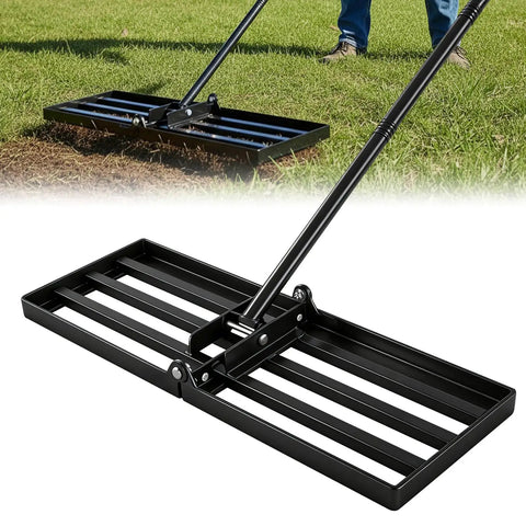Lawn Leveling Rake For Easy Yard Work 30x10 Inch Head 73 Inch Heavy Duty Tool With Stainless Steel Handle on grass lawn