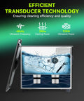 No Fuss One Touch Ultrasonic Cleaner With Heating Feature And Deep Clean Cycle A 3L Tank Eco Savvy Wash Unit showing water and tools inside.