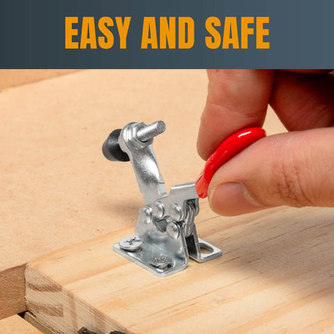 Two Pack Quick Release Toggle Clamp, 60 Lbs Holding Capacity, Horizontal Clamp Type 201A with antislip rubber tip used on wood
