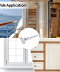 Heavy Duty 8 Inch T Hinges 2 Pack Stainless Steel Marine Grade Door Hinges shown on boat door, cabinet, and window