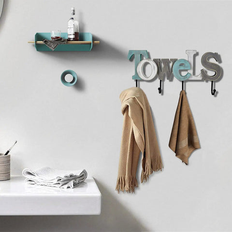 Rustic Wooden Sign With Cutout Letters And Towel Hanging Rack Wall Mounted Word Sign For Bathroom And Home Decor Perfect Farmhouse Nautical Cozy Vibe Mood on wall