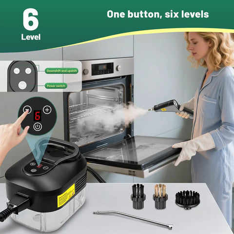 Primiorix 2500W Steam Cleaner Handheld High Temp Steamer With 15S Fast Heat Up for cleaning oven with steam and accessories.