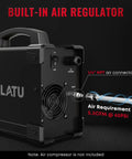 Back view of Dual Voltage Plasma Cutter 110V And 220V, 55A Pilot Arc With LED Display And Air Sensor, showing air connector and fan.