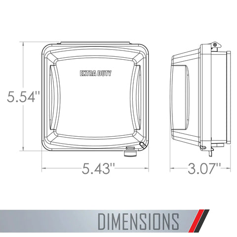 Dimensions diagram of Extra Duty Weatherproof In-Use 2-Gang Electrical Outlet Cover For Outdoor Use Nonmetallic Clear 2.75-Inch Opening