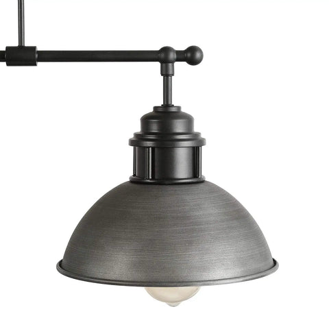 Close-up of bowl shade from Industrial Pendant Light For Kitchen Island And Dining Room Black Chandelier In Brushed Antique Dark Metal Finish