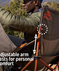 Person sitting on Two Person Camping Chair With Removable Blankets Low To The Ground Loveseat Nest Cozy Cuddle Recline Insulated Beverage Holders