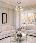 2 Light Semi Flush Mount Ceiling Light With Clear Glass Shade Brushed Nickel Finish Dope Modern Retro Vibe Fixture in living room