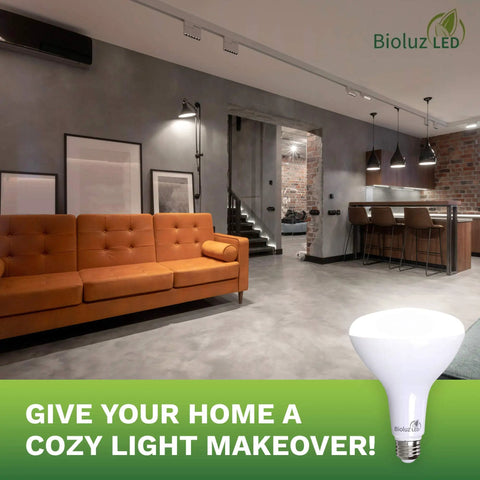 Ultra Bright BR40 LED Flood Light Bulb 16W 1400 Lumens 2700K Warm White Instant On Dimmable in modern living room