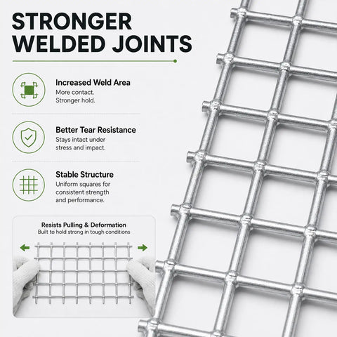 Knockout Tough 1/4 Inch Hot Dip Galvanized Wire Mesh Hardware Cloth showing strong welded joints and tear resistance.