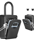 Weatherproof 4 Digit Key Lock Box Wall Mounted With 5 Key Capacity And Resettable Code, open view with keys inside