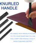 Diamond Hole Leather Stitching Chisel Set With Rhombus Teeth, 5mm Prongs In 1/2/4/6, knurled handle for DIY leathercraft
