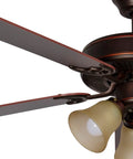 Close-up of Bronze 52 Inch Ceiling Fan With LED Lights, highlighting the oil-rubbed finish and integrated light fixtures.