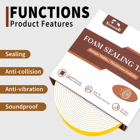 White Foam Rubber Seal Tape Self Adhesive Weather Stripping Gap Filler Foam Backer Tape 2 Inch Wide By Slim Cut 16 Foot Roll features sealing, anti-collision, anti-vibration.