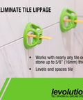 Evolver Tensioning Tool For Tile Leveling And Spacing System Lippage Control Reusable Cap To Spacer Tool with tiles on wall