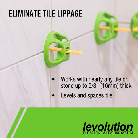 Evolver Tensioning Tool For Tile Leveling And Spacing System Lippage Control Reusable Cap To Spacer Tool with tiles on wall