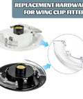 Two Pack Post Top Fitter Hardware Kit with clear wing clamps for outdoor light posts, showing white and black base with clamps.
