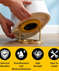 Heavy Duty Toilet Bolts Kit for Floor Installation with Nuts Washers and Caps 2 Pack Premium Anti Rust Metal Flange Bolts Replacement Hardware to Secure Toilet Bowl to Floor, gold bolts installed