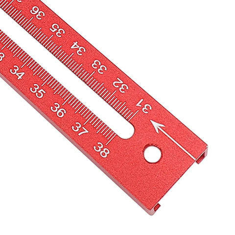 Aluminum Router Milling Bracket Jig For Precise Circular Hole Cutting And Measurement Alignment Cabinet Hardware Install Tool For Pro Woodworkers And DIYers Durable Alloy Craftsmanship Easy Setup red aluminum scale ruler close-up